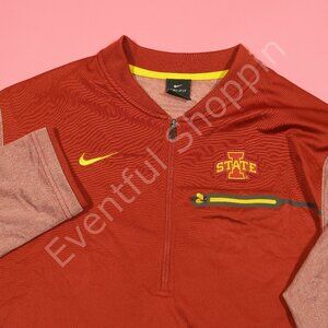 Nike Iowa State Cyclones Pullover Mens L Cardinal Red Gold On Field 1/4 Zip